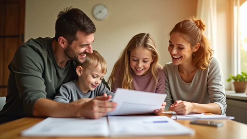 Familie beim Besprechen von Finanzplanung zu Hause