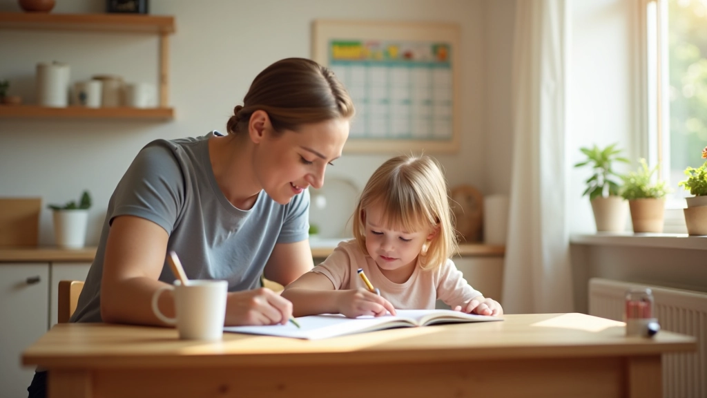 Eltern und Kind arbeiten gemeinsam an Budgetplanung